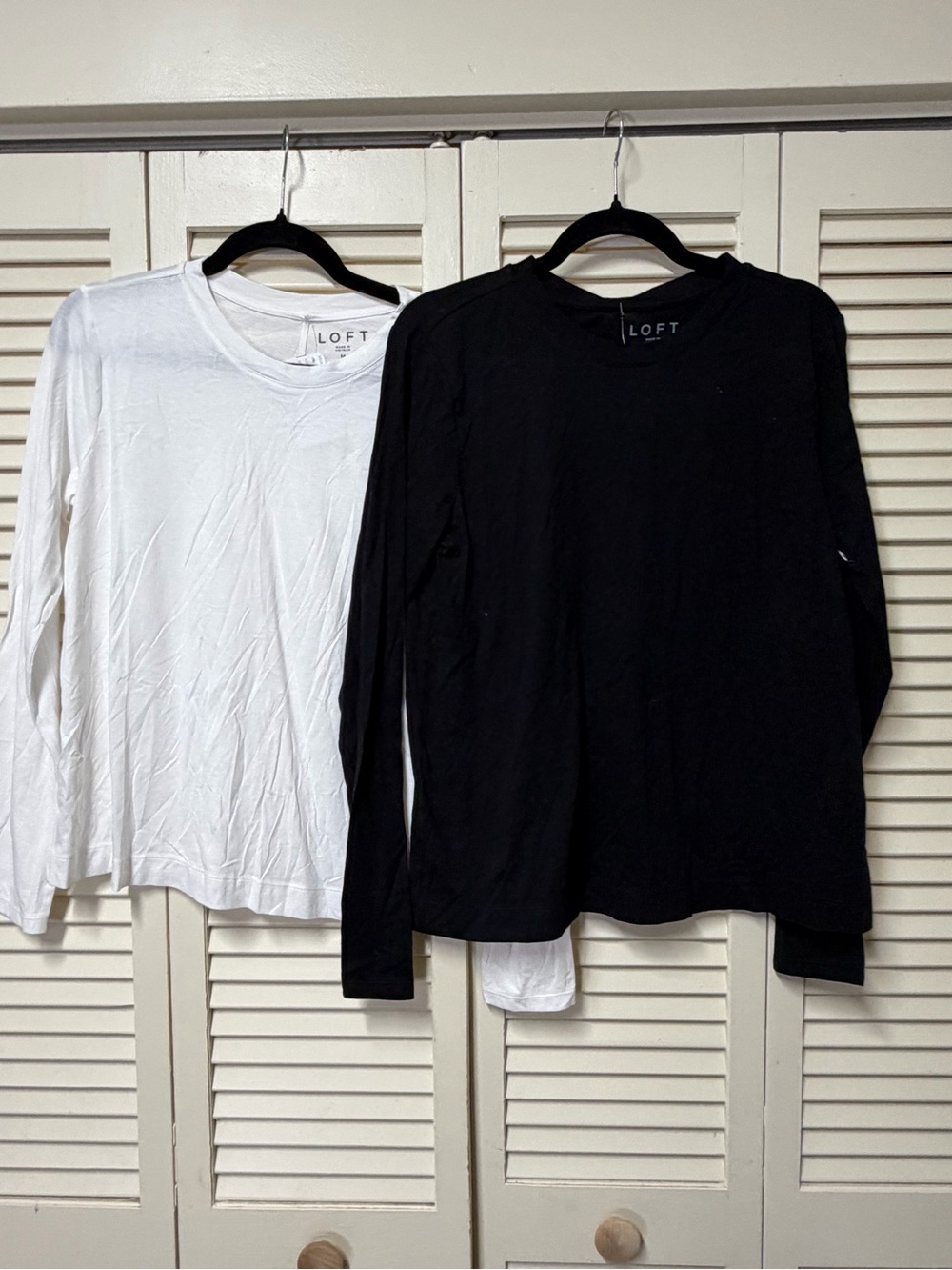 NWOT loft  Long-Sleeve Crew Neck Shirt - Black and White